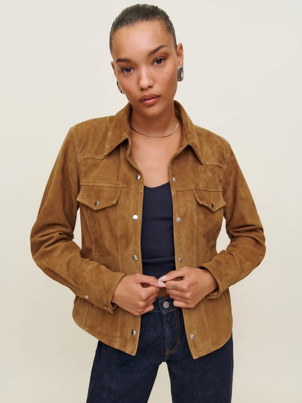 NWT REFORMATION Veda Skylar Suede Shirt Jacket - Picture 4 of 8
